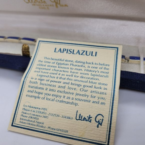 Vtg Morita Gil Sterling Silver Lapis Bracelet in Box and unmarked Earrings/Ring - Picture 11 of 11